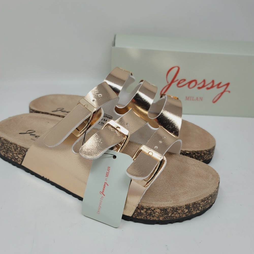 Jeossy Milan Women's Sandals 6-6.5 M Arizona Gold Slip-on Casual Shoes